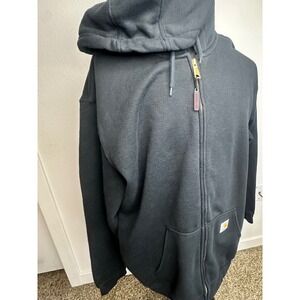 Carhartt Mens 2XL Loose Fit Full Zip Hoodie Black DPR Construction Graphic Work